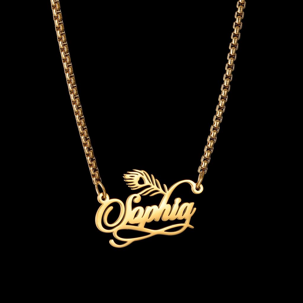 Atoztide Personalized Custom Name Necklace for Women Stainless Steel Crown Heart Pendant Blade Chain Birthday Jewelry Gift