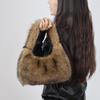  Autumn Winter New Faux Raccoon Fur Fluffy Handbag Women's Fashion Shoulder Bag Clutch Small Square Bag Soft Comfortable Versatile