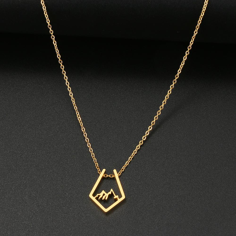 Stainless Steel Necklaces Irregular Mountain Peak Pendant Chain Collar Charm Fashion Necklace For Women Jewelry Party Men Gifts 45cm золотой