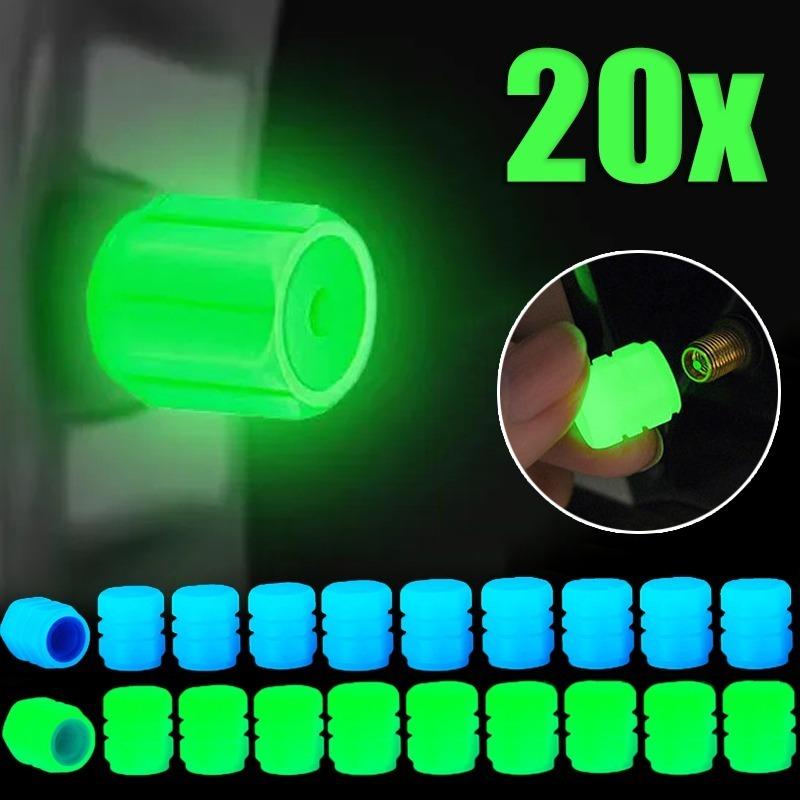 Luminous Valve Caps Car Tire Fluorescent Tyre Valve Stem Decor Luminous Cap Night Glowing Wheel Hub Nozzle Valve Caps Valve Stems 1