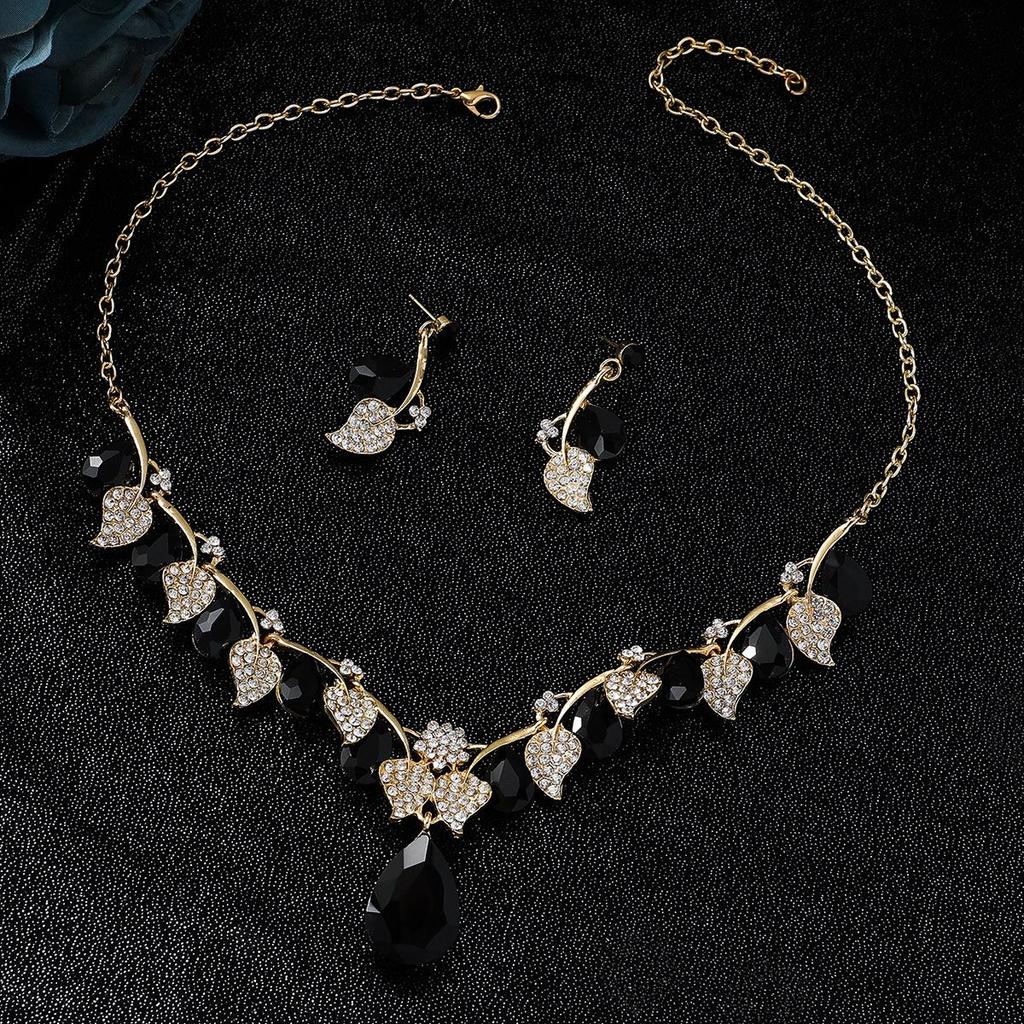 European & American Fashion Crystal Necklace & Earring Set - Bridal Wedding Jewelry for Women
