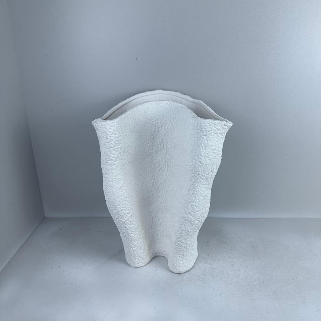 Keramik-Blumentopf Plissierte Blumenvase Geschwungene und Konkav-konvexe Blumenarrangements Ornamente Handgefertigte Keramik-Handarbeiten