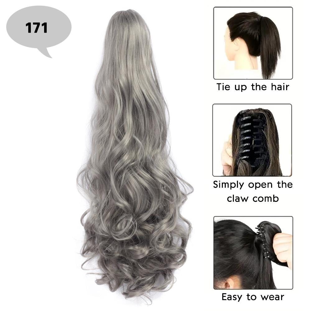 Synthetic Claw Long Curly Wavy Ponytail Hair Extensions Clip In Ponytail Elegant For Women Daily Use Hair Accessories