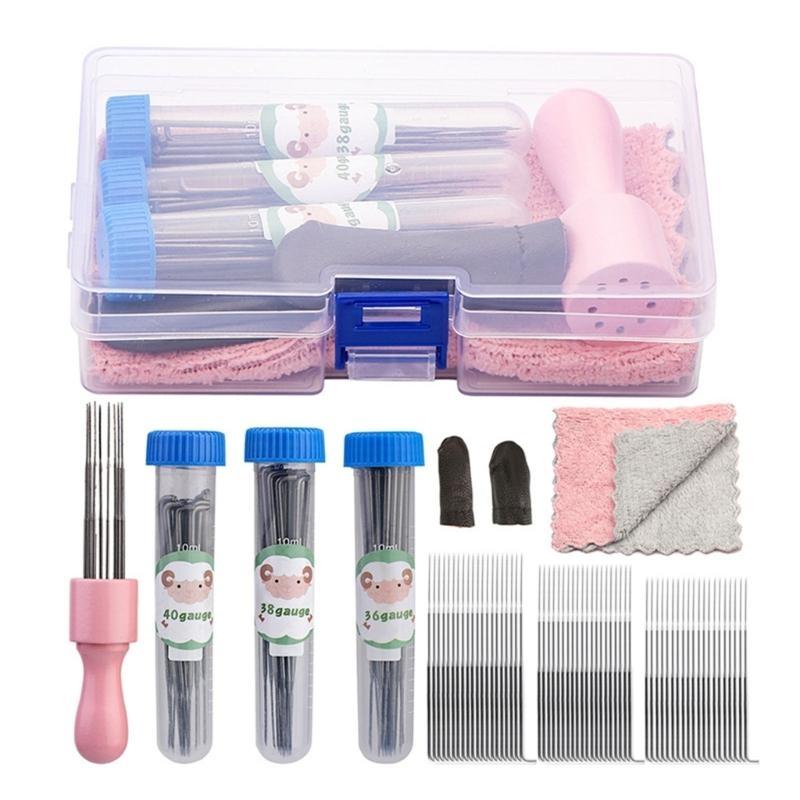 Needle Felting Tool, Animal Needle Felting Supplies with Wool Felting Needle, Handle, Finger Cots for Professional