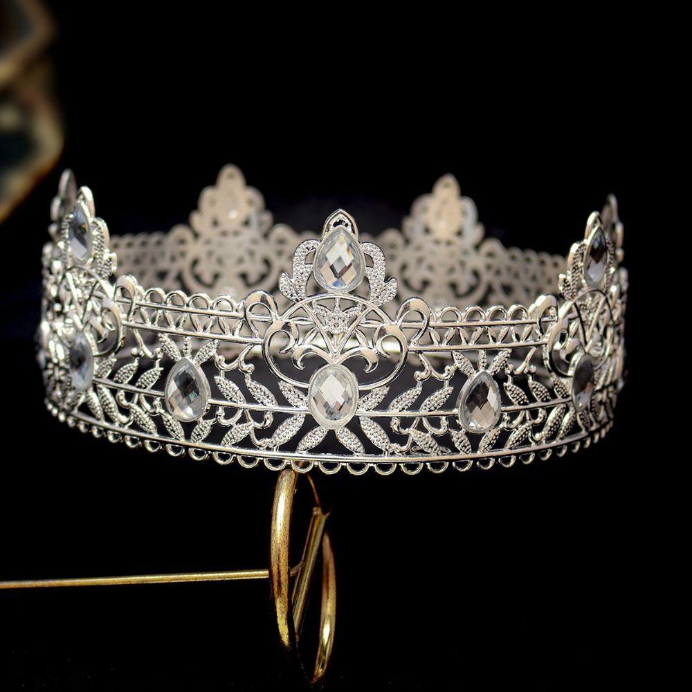 Hair Ornaments King Crown Shiny Rhinestone Crown Vintage Baroque Crown  Man