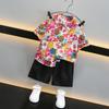Stylish Boys Summer Short Sleeve Shirt Set For Kids With Floral Design And Soft Fabric