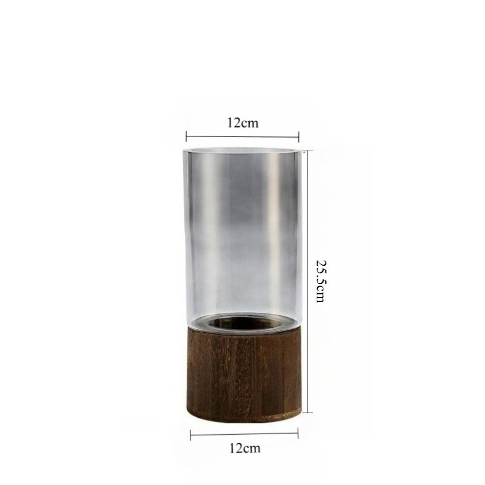 Minimalist Wooden Glass Vase for Hydroponic Plants Nordic Style Glass Vase Tabletop Floral Arrangement Home Decoration