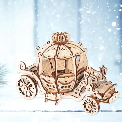 1Pc Pumpkin Cart Wooden Puzzle 3d Model Toy Boys and Girls Over 6 Years Old Handmade Gifts Street