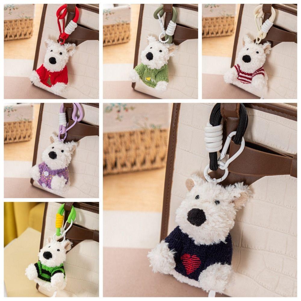 Cartoon Animal Plush Puppy Doll Keychain Anti-lost Car Hanging Pendant  Bag Pendant