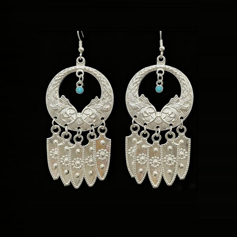 Ethnic style earrings Alloy silver-plated Miao ethnic minority Dong Yi earrings Earrings