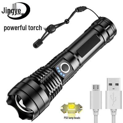 P50 Waterproof Zoomable Flashlight with Power Display and Multi-Function Lighting
