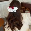 Hair Clips Bowknot Banana Clip Cloth Bow Vertical Clip Cute Lace Bow Hairpin  New Year Headwear