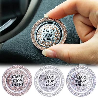 2 Teile/satz Auto Start Schalter Taste Aufkleber Strass Ring Kreis Borte Schutzhülle Diamant Dekorative Aufkleber Auto Zubehör