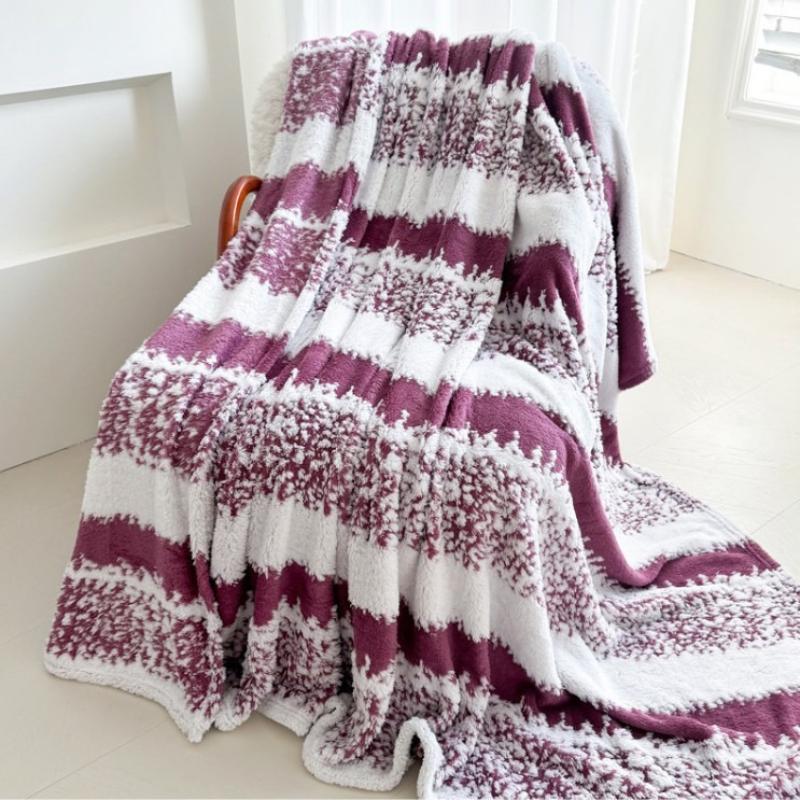 1pcs Soft Cozy Throw Blanket Warm Flannel for Sofa Office Shawl Bedroom Camping Travel with Dual Color Jacquard Cover Blankets Air Conditioning Quilt