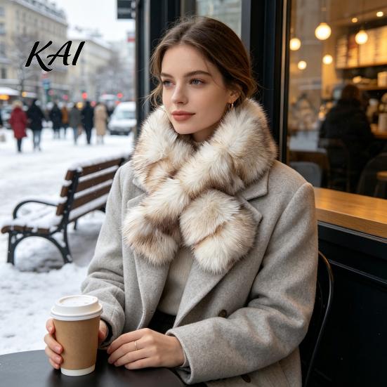 Decorative Furry Scarf for Wedding Faux Mink Wrap Women, Double-Sided Plush Neck Warmer, Luxury Fashion Thick Winter Fur Collar, Soft Autumn