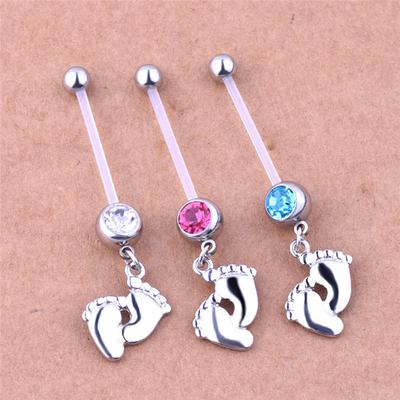 Flexible Pregnancy Maternity Baby Feet Boy Girl Belly Bar Navel Ring Piercing