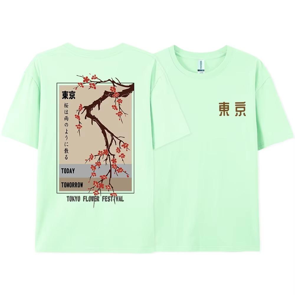 Today Tomorrow Tokyo Flower Festival T Shirt Men Women Fashion O-Neck Tshirts Summer Cotton Tops Loose Street Hip Hop T-Shirts