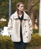 Siyazu Siot4172 Asymmetrical Faux Shearling Jacket_Ivory