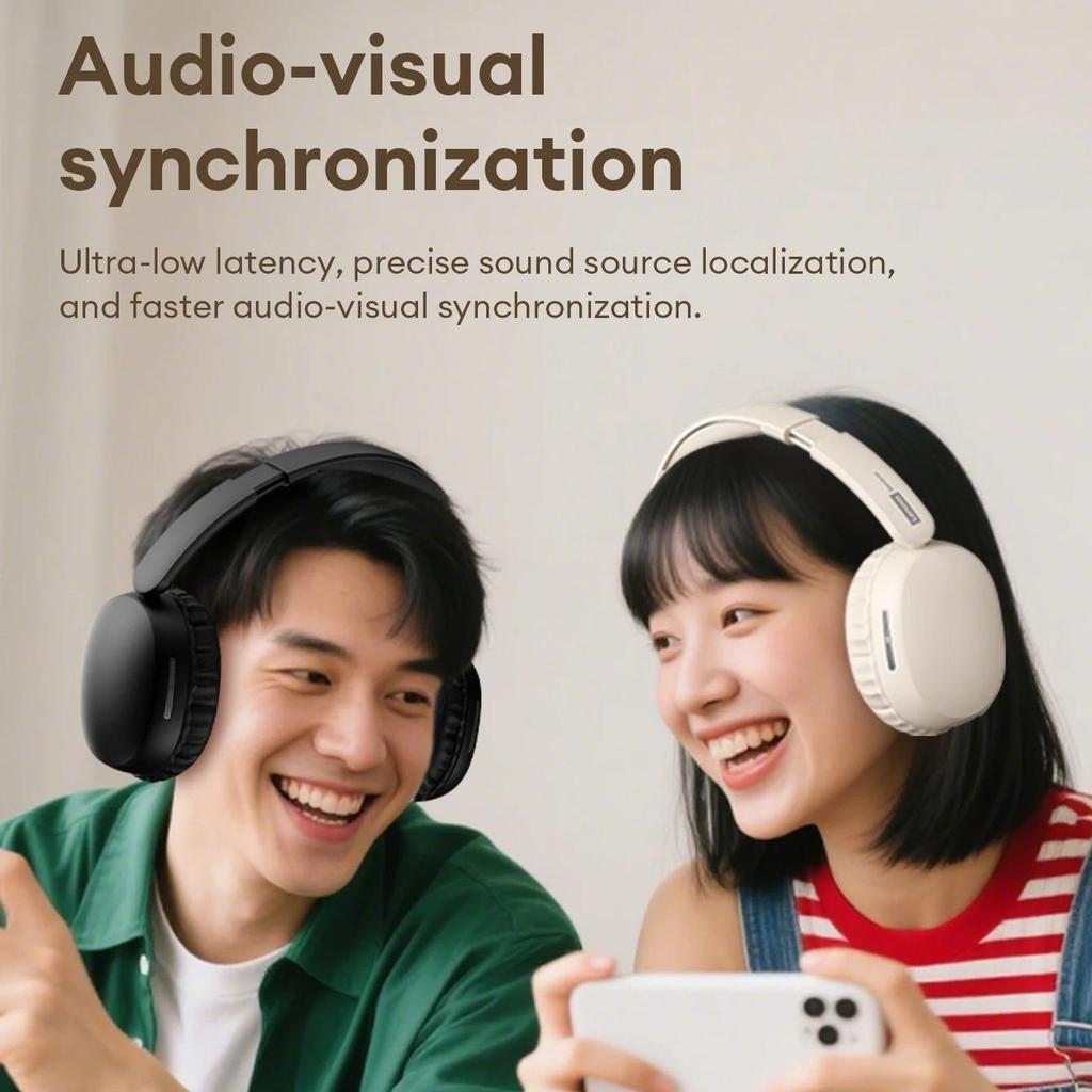 Original Lenovo LS106 Bluetooth 6.0 Headset Over Ear Lightweight Wireless Headphones HiFi Sound ENC Noise Cancelling Mic for Phone PC