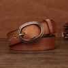 Women's Genuine Leather Engraved Copper Buckle First Layer Cowhide Casual Personality Retro Denim Thin Belt