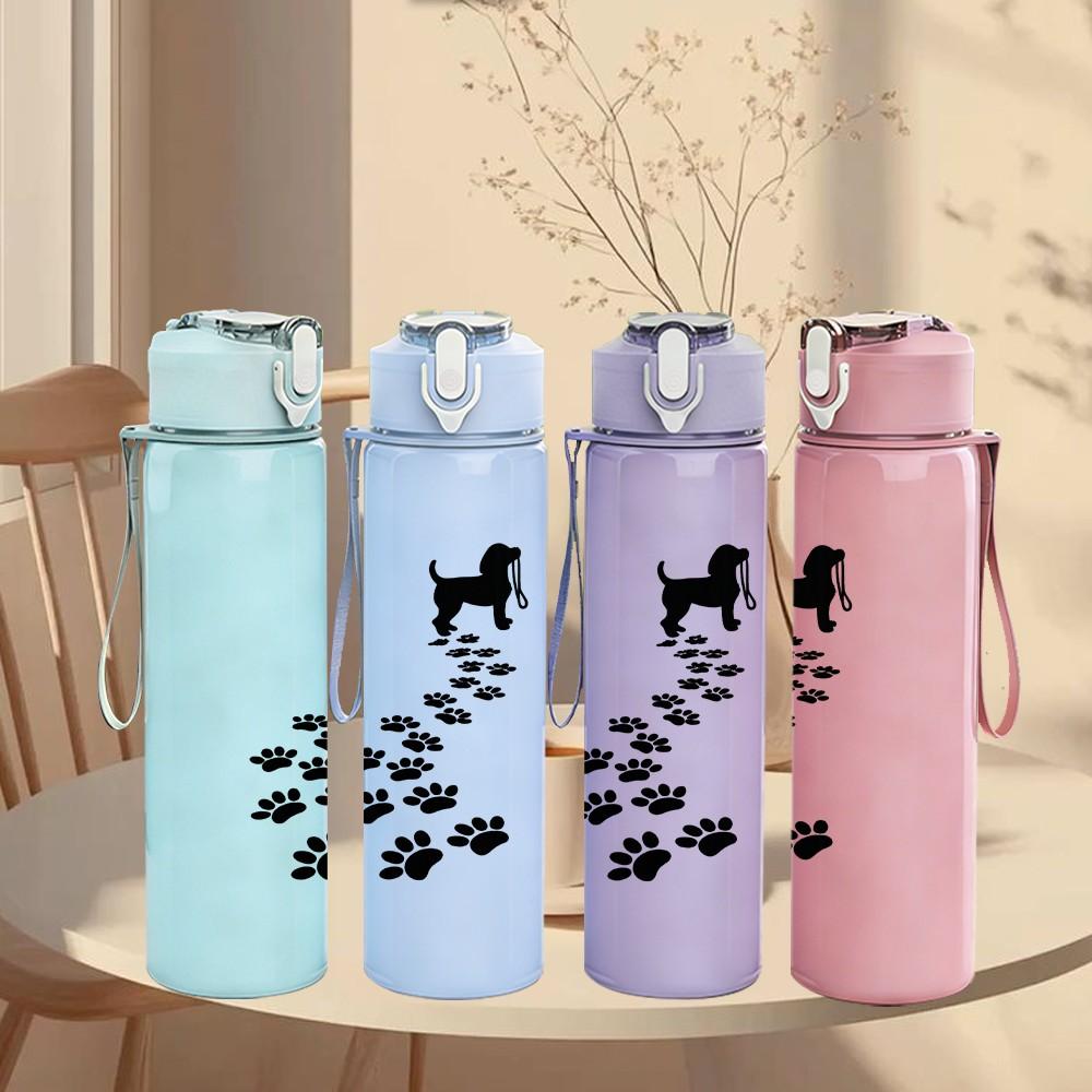 1PC Bird Footprint Trail Line Art Print 750ml Color Plastic Sports Water Bottle Leakproof Flip Straw Lid Suitable for Sports Office Home Use