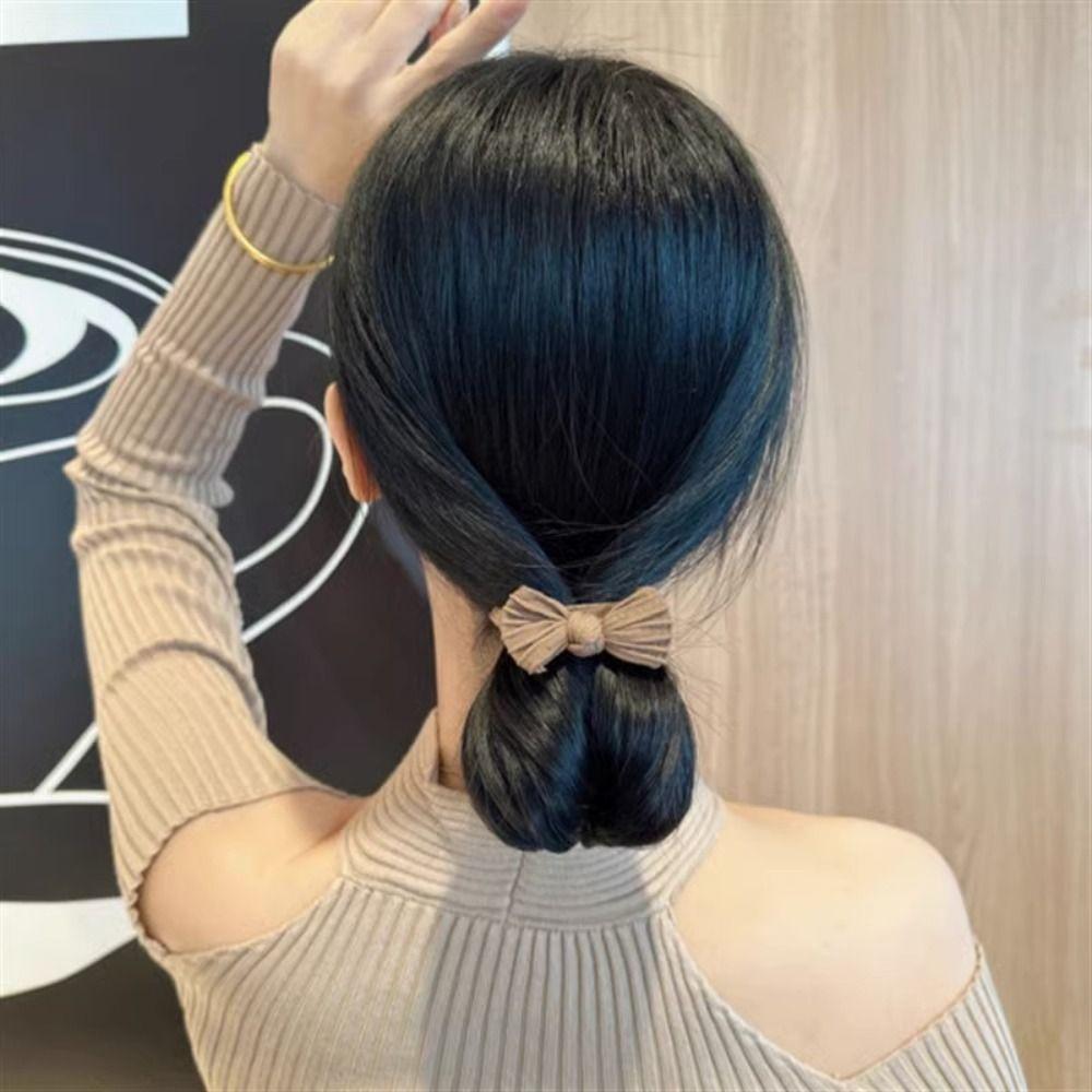 1pcs 5Colors Bow Hair Ring Flocking Tie Ponytail Hair Circle colourful hair band  Girl Accessories