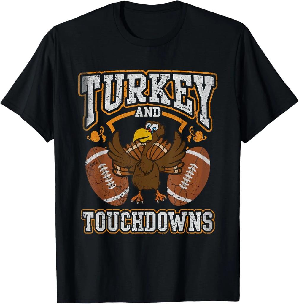 Thanksgiving Turkey And Touchdowns Football Kids T-Shirt