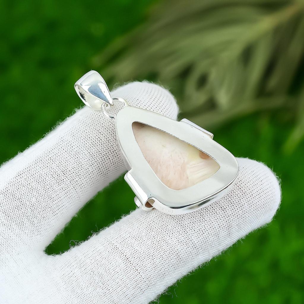 Natural Scolecite Gemstone Pendant Handmade 925 Sterling Silver Indian Jewelry