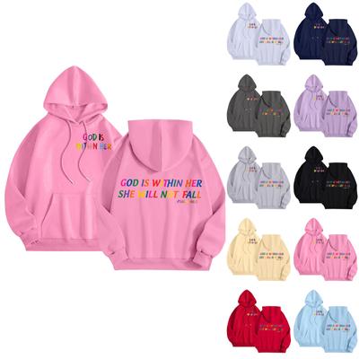 Women's Casual Comfort Plush Long Sleeve Loose Neck Pullover Print Hoodie