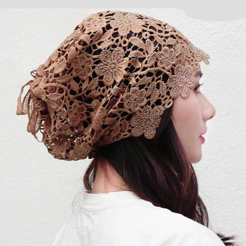 

Весна Лето Тонкий Дышащий Свободный Кружевной Ажурный Тюрбан Крючком Женская Мода Вязаная Белая Цветочная Повязка на Голову one size