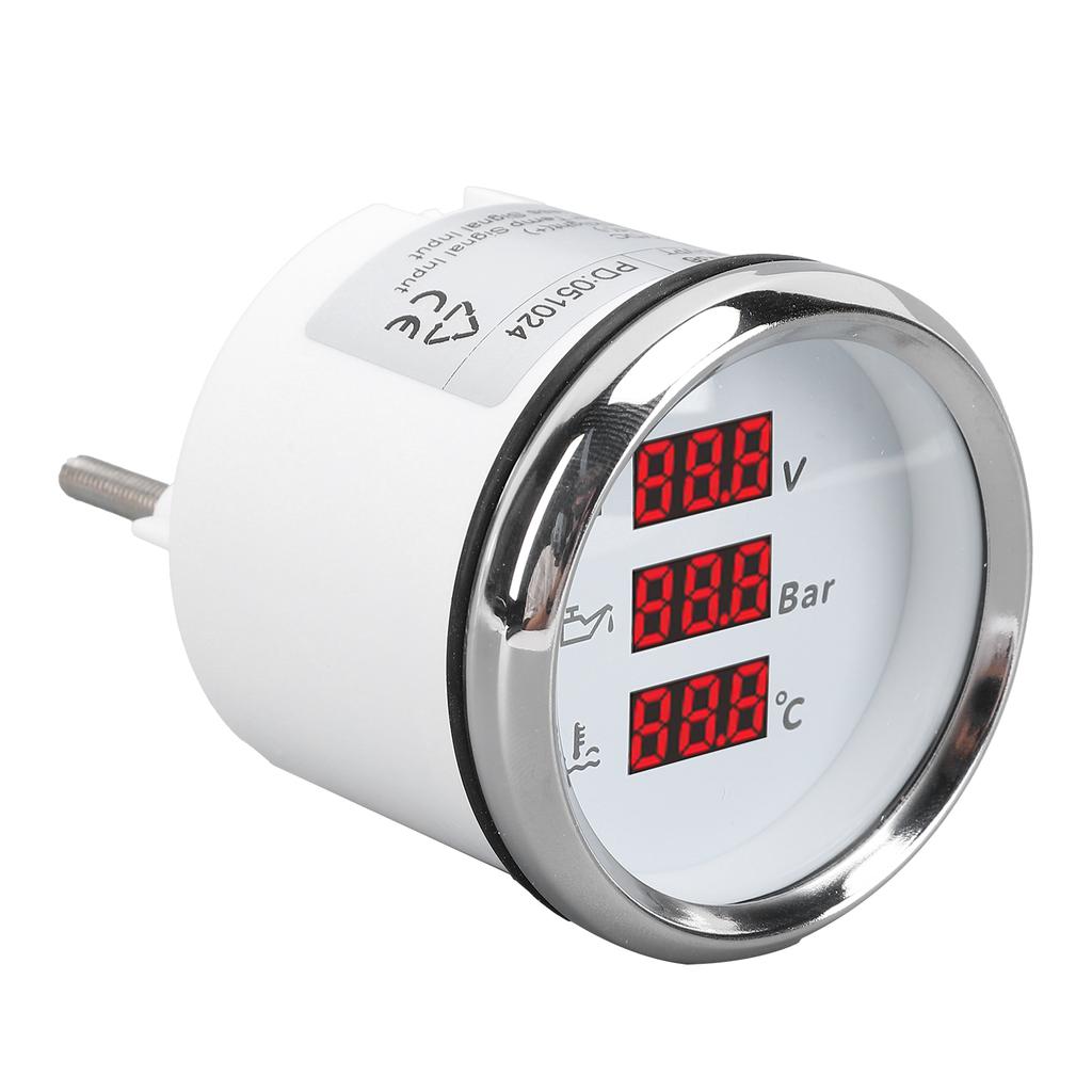 52mm Miernik Napięcia Ciśnienia Oleju Temperatury Wody Czerwone Podświetlenie Wodoodporny Cyfrowy Woltomierz Temperatury Wody Ciśnienia Oleju do Łodzi