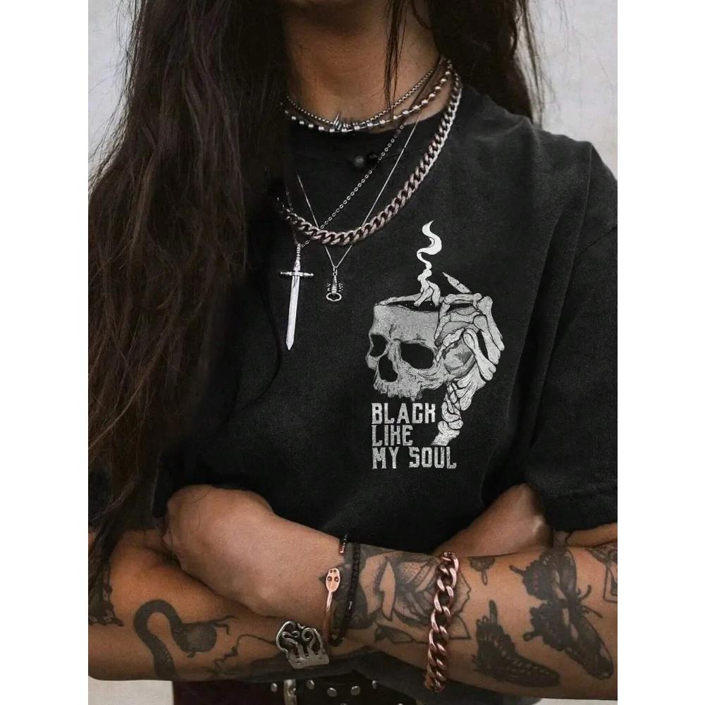 Women's Casual Short Sleeve T-Shirt, Comfortable, Round Neckline, Short Sleeve, Fashion Streetwear Digital Top For Women