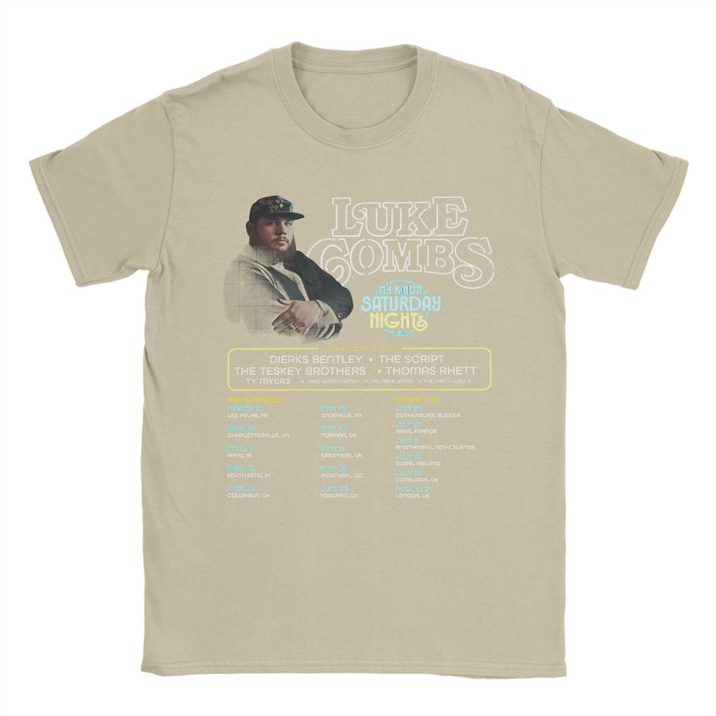 Harajuku TShirt Luke Combs My Kinda Saturday Night Tour Cotton T Shirts Tshirt for Unisexs Beach Casual Short Sleeve Clothing