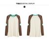 Hollow out design: Spring and Autumn fashion raglan sleeves contrasting color round neck T-shirt cool and cool casual loose top