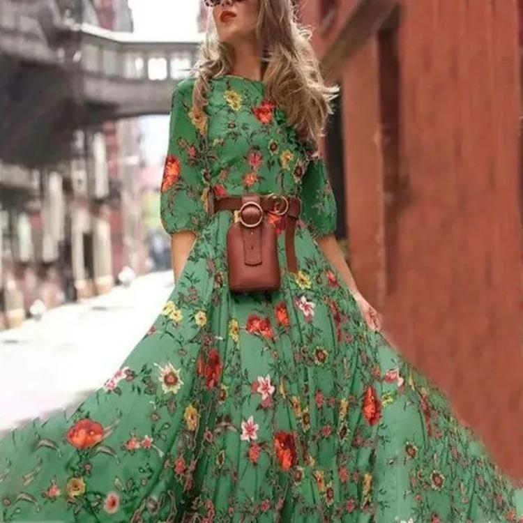 Sexy Floral Print Long Beach Dress Women Casual Summer Dresses New