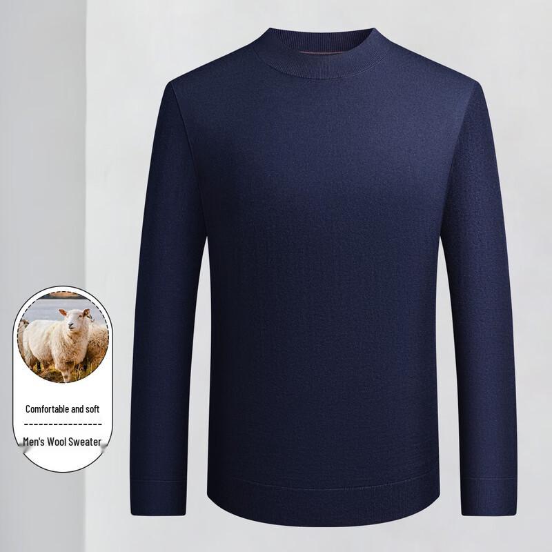 LUOZ Men's Wool Blend Round Neck Sweater