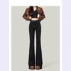 Women's Black High-Waisted Micro-Flare Jeans - 2024 Autumn/Winter Slimming Bell Bottom Pants