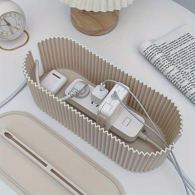 Multi-Function Power Outlet Storage and Organizer Box - Hide Phone, Tablet, and Charger Cable Management, Suitable for Desk and Dorm Bed