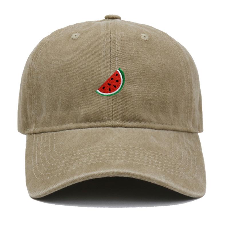 Printed Watermelon Baseball Cap Men's Washed Soft Top Retro Dad Hats Women's Casual Versatile Fashion Trend Duck Tongue Caps