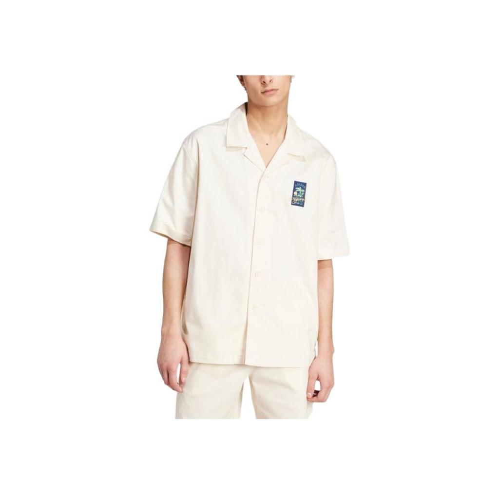 Adidas Originals Leisure League Letter Logo Polo Loose Fit Single-Breasted Short Sleeve Shirt Men Shirts White JD6345