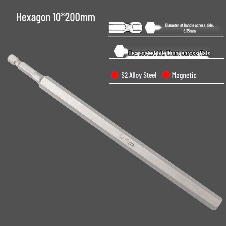 S2 Air Impact Hex Socket Bit Set, Pneumatic & Electric Screwdriver, 1/4 Strong Magnetic