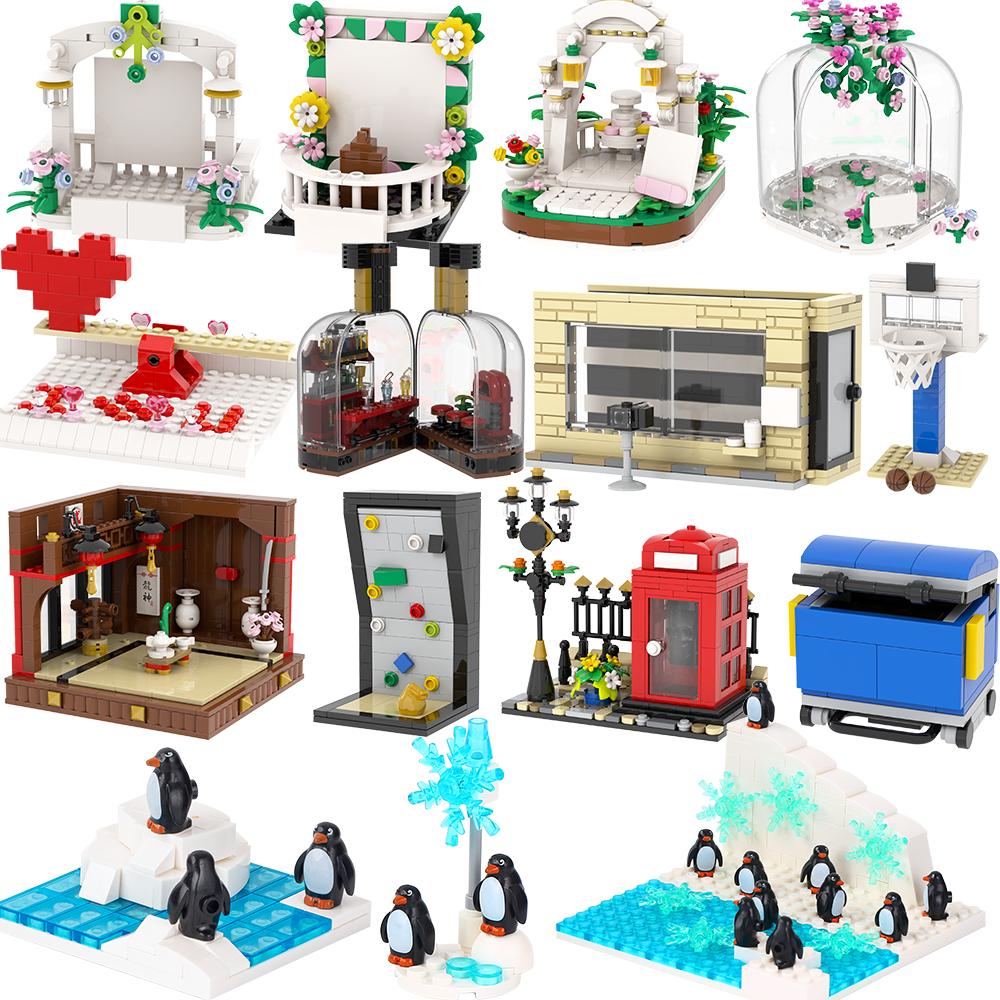 MOOXI City Wedding Bar Jail Penguin Park DIY Diorama Assembly Model Kit For Adults Building Blocks Sets Children Toys MOC Bricks