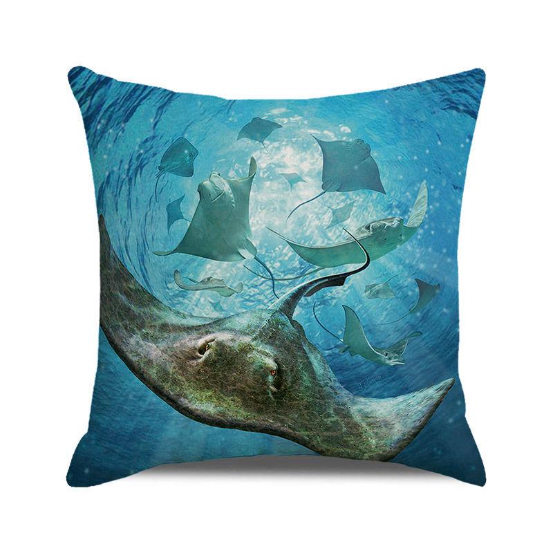 Home Decor Underwater World: Sea Creatures & Mysteries Pattern Cushion Cover Suitable for Sofa Bedroom Car Pillow Cover