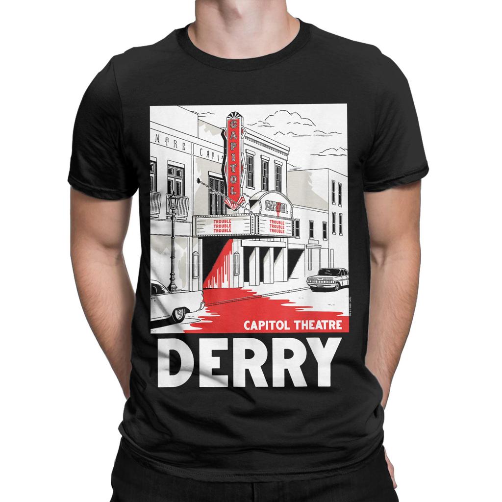 Trouble at Capitol Theatre Horror TV T-Shirts Men Its Derrys Welcome Funny Cotton Tees O Neck Short Sleeve T Shirts Clothes