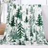 Christmas Blanket Watercolor Green Pine Tree Throw Blanket Soft Plush Blanket for Xmas Winter Home Bed Sofa Couch Chair