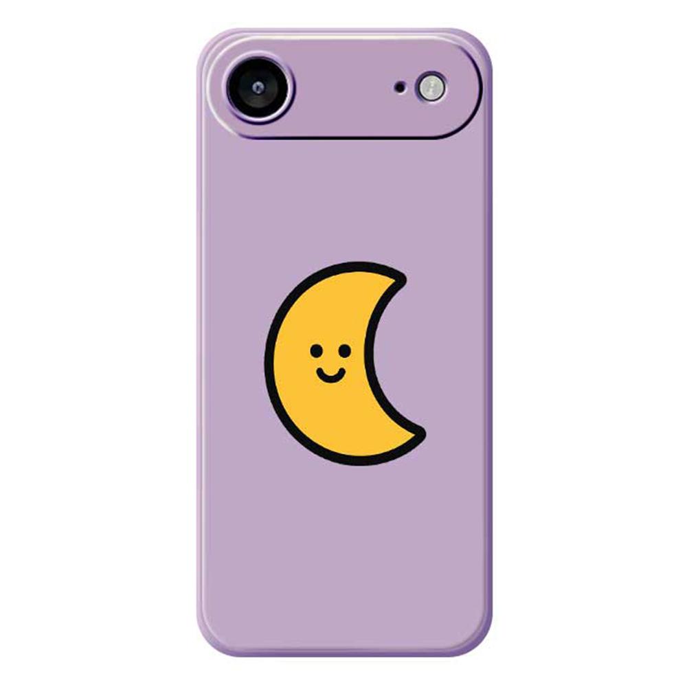 

For iPhone 17 Air Case Yellow Moon Pattern Printing Straight Edge TPU Phone Back Cover Purple