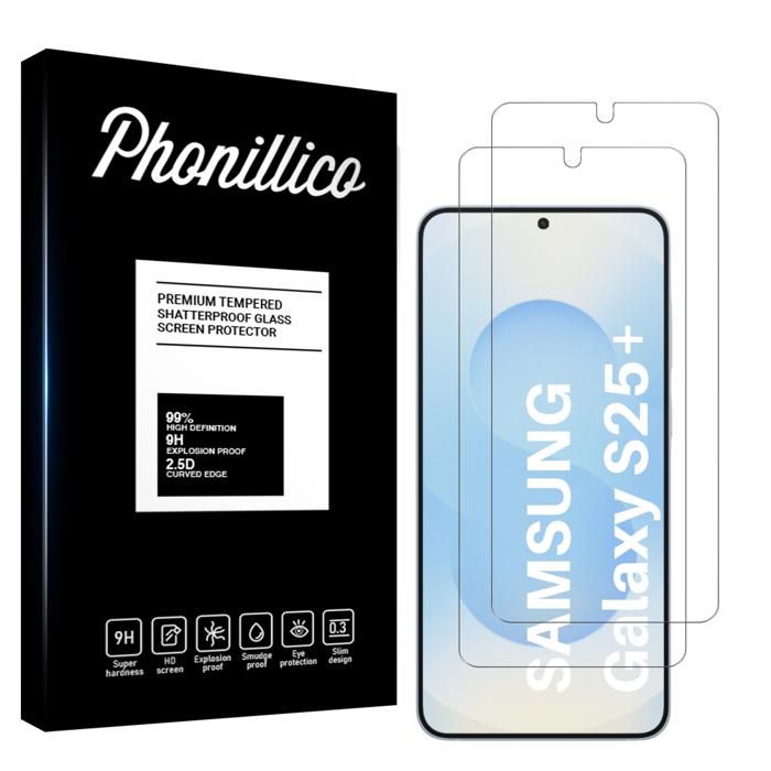 Verre Trempé - Phonillico - Samsung Galaxy S25 PLUS - Pack 2 - Résistant aux rayures - Transparent