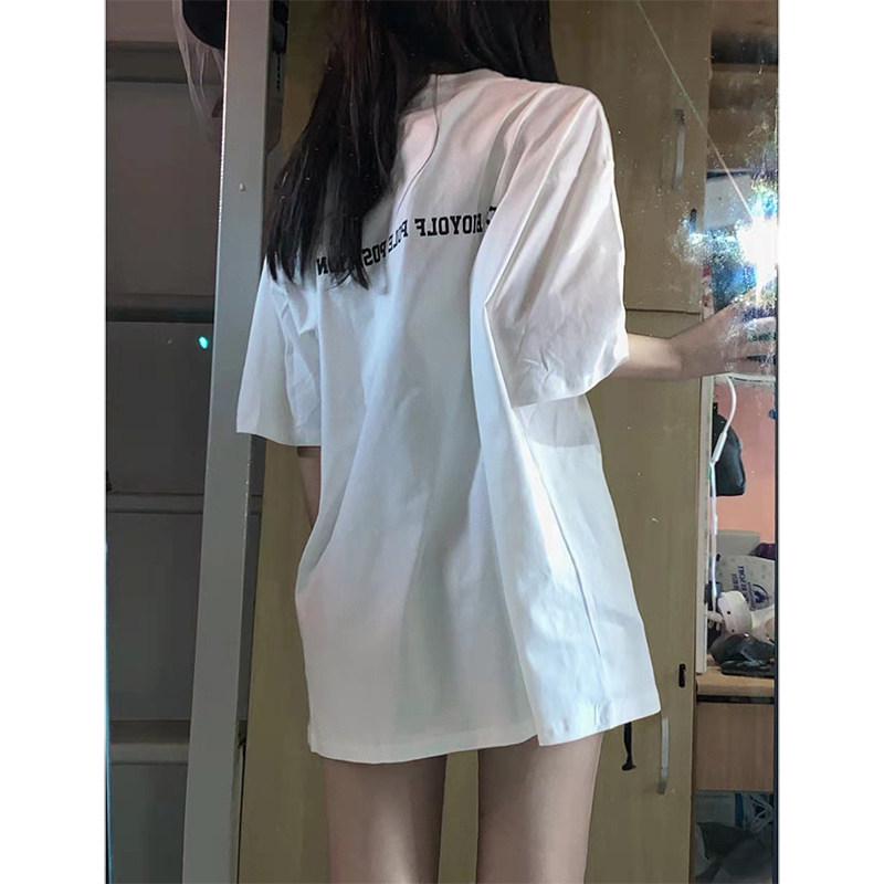 

Retro Cotton Plus Size Mid-Length Short-Sleeve Top for Women 3XL (156-170 jin) белый