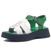 Fashion GKTINOO Summer Mixed Color Genuine Leather Sandals Roman Shoes Platform Wedges Woven Thick Soled Sandals Women Shoes Large Size