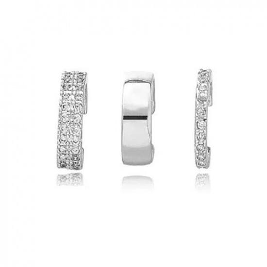 3pcs Set EAR CUFF Earrings Crystal Cartilage Ear Ring Fake Clip On Cuff Zircon+